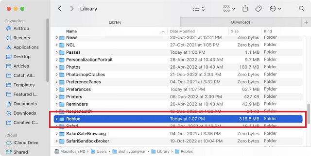 Roblox ఫోల్డర్ను తొలగించండి